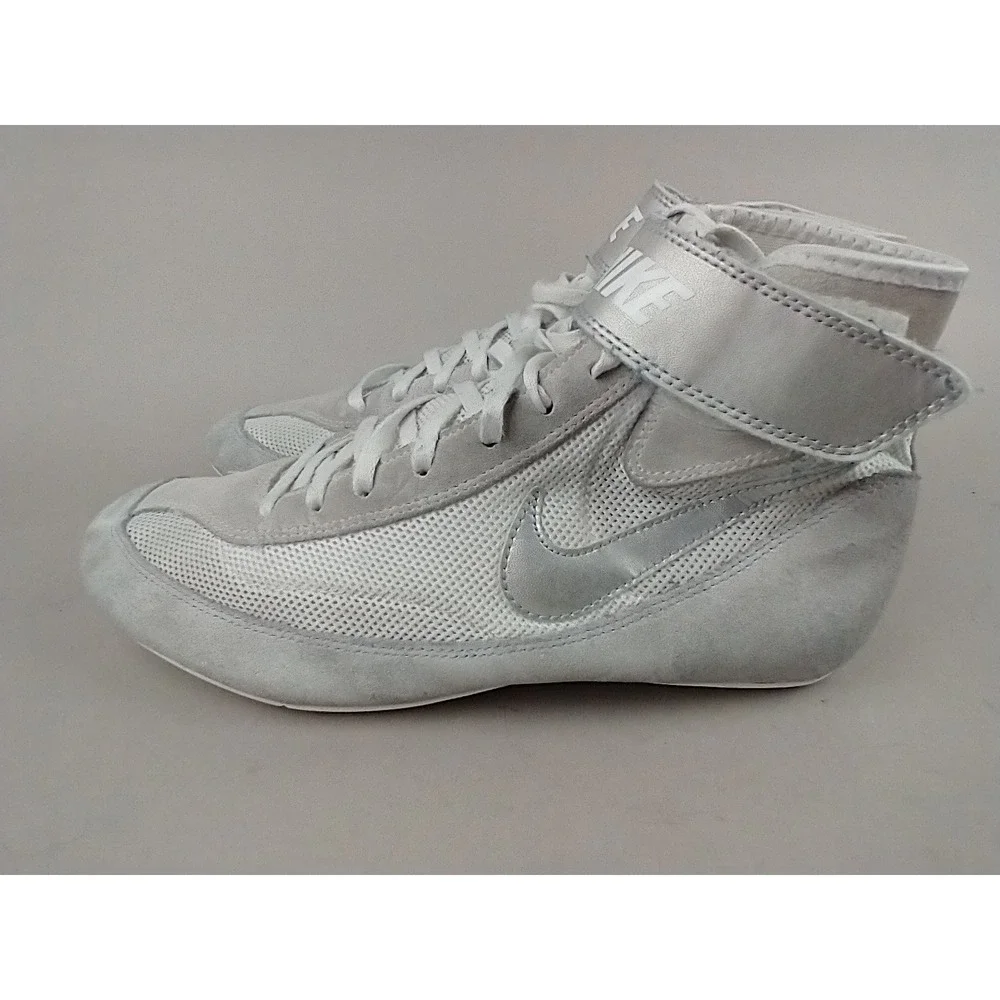 Nike Speedsweep‎ VII Wrestling Shoes Mens 10.5 Silver White 366683-100 High Top